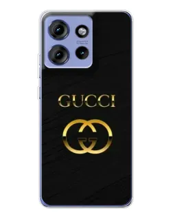 Чохол для Motorola Edge 50 з картинкою «Золотий логотип Gucci»
