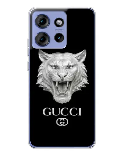 Чехол для Motorola Edge 50 с картинкой «Gucci — серебряный лев» Чехол для Motorola Edge 50 с картинкой «Gucci — серебряный лев»