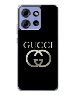 Чохол для Motorola Edge 50 з картинкою «Gucci — золото на чорному»