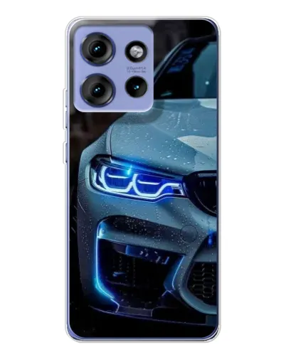 Чехол для Motorola Edge 50 с картинкой «Взгляд BMW с синими фарами»