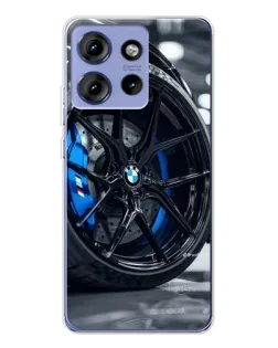 Чехол для Motorola Edge 50 с картинкой «Колесо BMW вблизи»