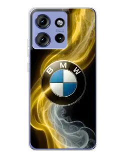 Чехол для Motorola Edge 50 с картинкой «Золотистый дым BMW»