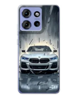 Чехол для Motorola Edge 50 с картинкой «BMW в свете фар»