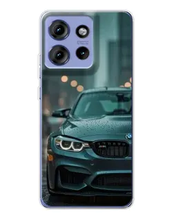 Чехол для Motorola Edge 50 с картинкой «BMW в огнях города»