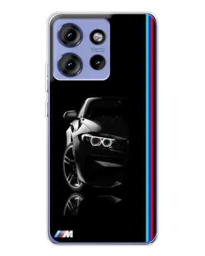 Чехол для Motorola Edge 50 с картинкой «Силуэт BMW в темноте»