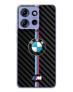 Чехол для Motorola Edge 50 с картинкой «Эмблема BMW и карбон»