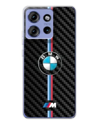 Чехол для Motorola Edge 50 с картинкой «Эмблема BMW и карбон»