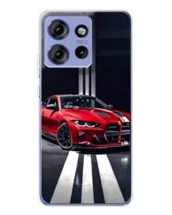 Чехол для Motorola Edge 50 с картинкой «Красная BMW на дороге»