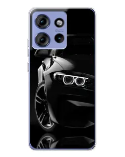 Чехол для Motorola Edge 50 с картинкой «Черная BMW — профиль»