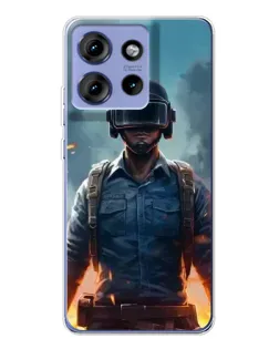 Чехол для Motorola Edge 50 с картинкой «PUBG — реалистичный герой»
