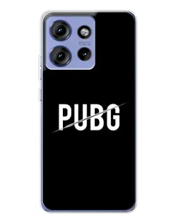 Чехол для Motorola Edge 50 с картинкой «PUBG — белый логотип»