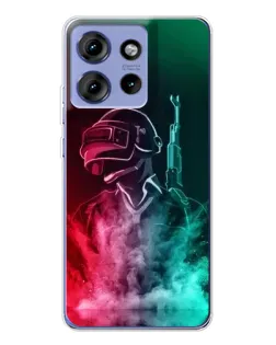Чехол для Motorola Edge 50 с картинкой «PUBG — огненный воин»