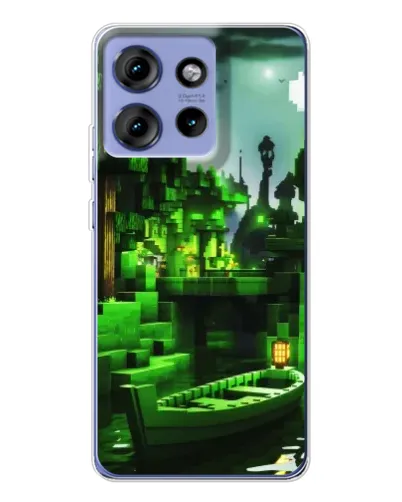 Чехол для Motorola Edge 50 с картинкой «Minecraft лесной пейзаж»