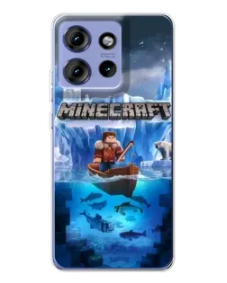 Чехол для Motorola Edge 50 с картинкой «Minecraft ледяной мир»