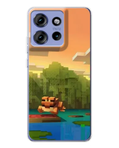 Чехол для Motorola Edge 50 с картинкой «Майнкрафт закат солнца»