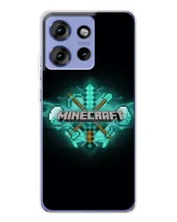 Чехол для Motorola Edge 50 с картинкой «Minecraft Diamond лого»