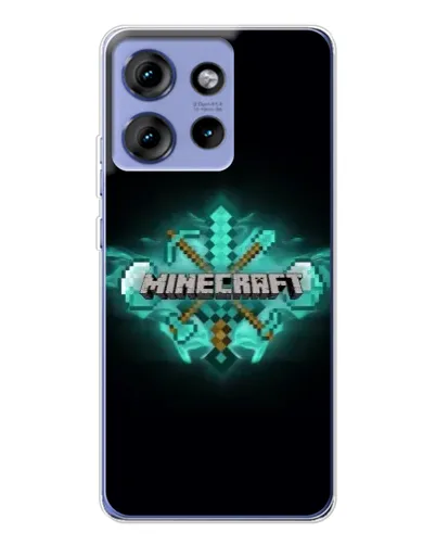 Чехол для Motorola Edge 50 с картинкой «Minecraft Diamond лого»