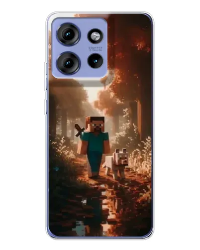 Чехол для Motorola Edge 50 с картинкой «Стив в лесу»