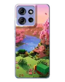 Чехол для Motorola Edge 50 с картинкой «Розовое дерево Minecraft»