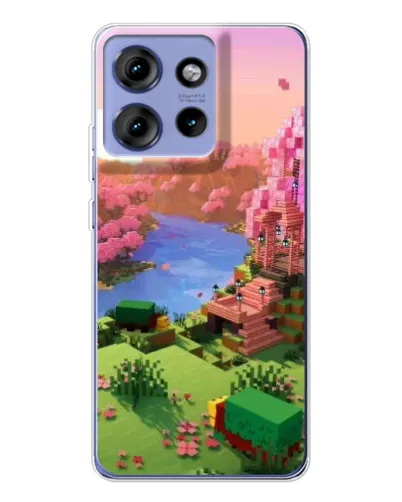 Чехол для Motorola Edge 50 с картинкой «Розовое дерево Minecraft»