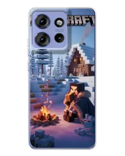 Чехол для Motorola Edge 50 с картинкой «Зимний Minecraft»