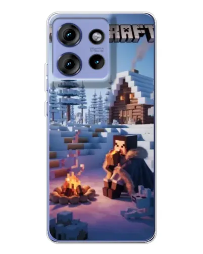 Чехол для Motorola Edge 50 с картинкой «Зимний Minecraft»