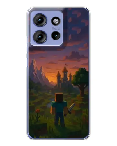 Чехол для Motorola Edge 50 с картинкой «Стив у башни»