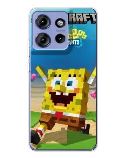 Чехол для Motorola Edge 50 с картинкой «Губка Боб Minecraft»