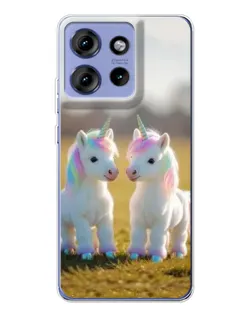 Чехол для Motorola Edge 50 с картинкой «Пара единорогов»