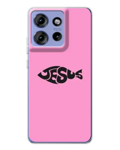 Чехол для Motorola Edge 50 с картинкой «Розовый символ  Jesus»