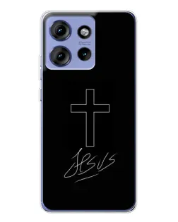 Чехол для Motorola Edge 50 с картинкой «Графический крест Jesus»