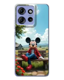 Чехол для Motorola Edge 50 с картинкой «Микки на скамейке»
