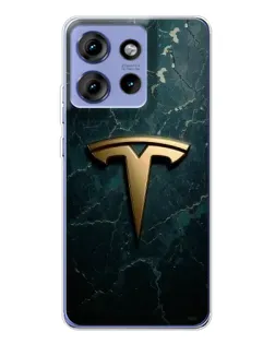 Чехол для Motorola Edge 50 с картинкой «Мраморная Tesla Gold»