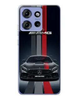 Чехол для Motorola Edge 50 с картинкой «Mercedes — белый карбон»