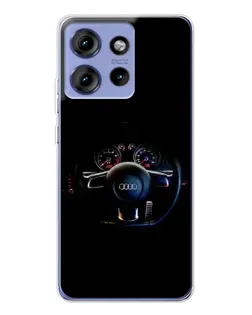 Чехол для Motorola Edge 50 с картинкой «Салон Audi — руль»