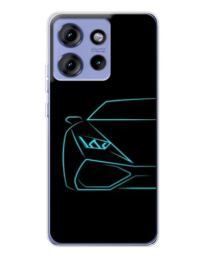 Чехол для Motorola Edge 50 с картинкой «Голубой силуэт Lamborghini»