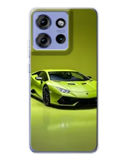 Чехол для Motorola Edge 50 с картинкой «Салатовый Lamborghini Huracan»