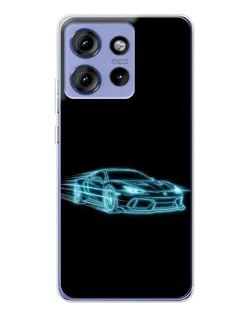 Чехол для Motorola Edge 50 с картинкой «Неоновый контур Lamborghini»