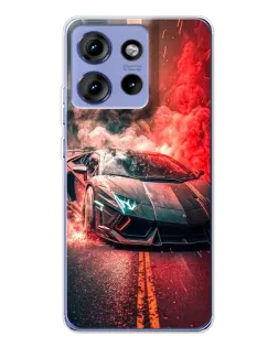 Чехол для Motorola Edge 50 с картинкой «Lamborghini красный дым»