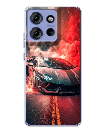 Чехол для Motorola Edge 50 с картинкой «Lamborghini красный дым»