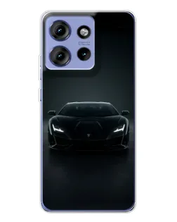 Чехол для Motorola Edge 50 с картинкой «Черный Lamborghini Aventador»