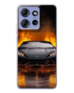 Чехол для Motorola Edge 50 с картинкой «Lamborghini в огне»