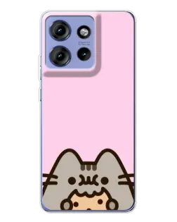 Чехол для Motorola Edge 50 с картинкой «Pusheen и печенье»