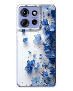 Чохол для Motorola Edge 50 з картинкою «Блакитний квітковий каскад»
