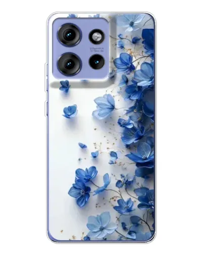 Чохол для Motorola Edge 50 з картинкою «Блакитний квітковий каскад»