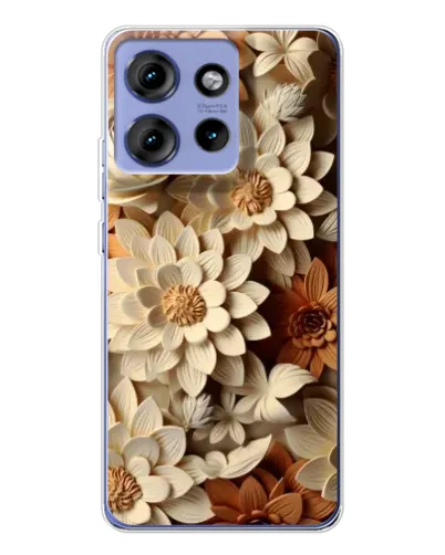 Чохол для Motorola Edge 50 з картинкою «Бежевий флористичний декор»
