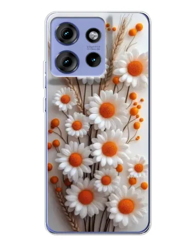 Чохол для Motorola Edge 50 з картинкою «Білі сухоцвіти»