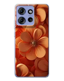 Чохол для Motorola Edge 50 з картинкою «Помаранчева макро квітка»