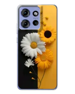 Чохол для Motorola Edge 50 з картинкою «Соняшник та ромашка»