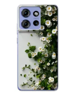 Чохол для Motorola Edge 50 з картинкою «Гілка дрібних білих квітів»
